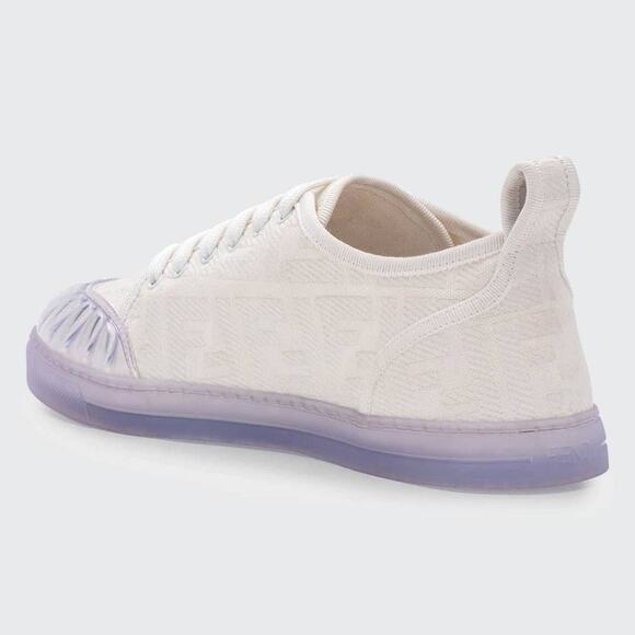 Fendi Promenade FF Logo White Canvas Clear Lace Up Low-Top Sneakers - Picture 3 of 14